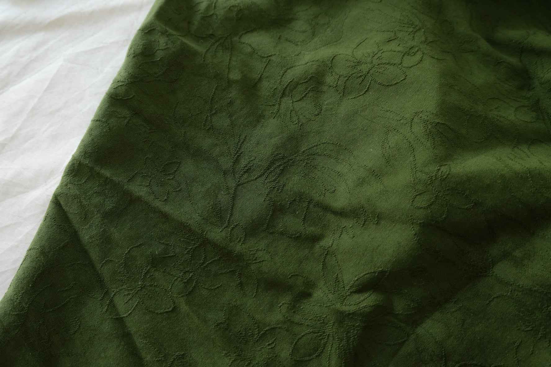 Forest Green Floral Cotton Jacquard Fabric – 1.6 yd