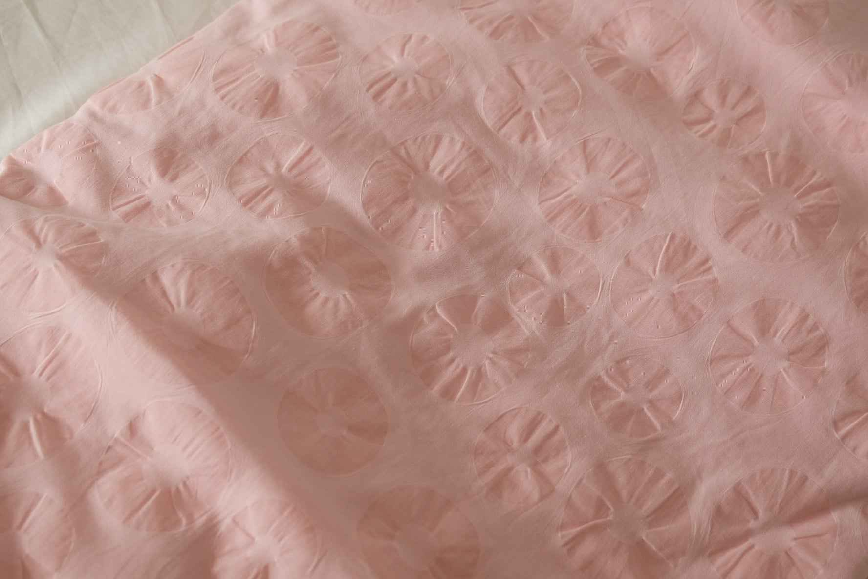 Blush Pink Circle Textured Cotton Fabric – 2.2 Yards