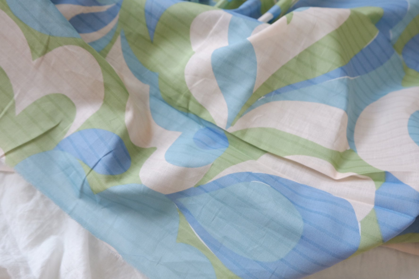 Blue Green Shadow Abstract Print Cotton Lawn — 1.64 yd