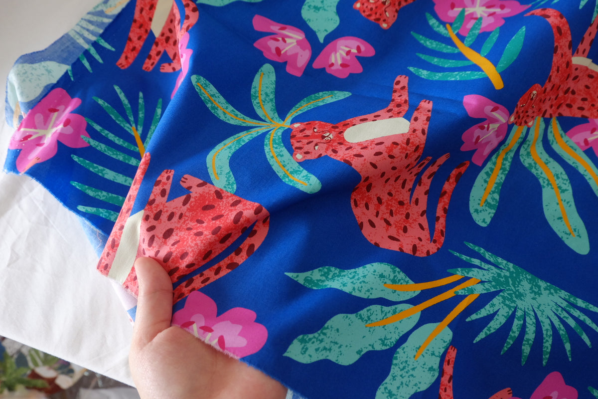 Cobalt Leopard High-Density Cotton Poplin – 2 yd