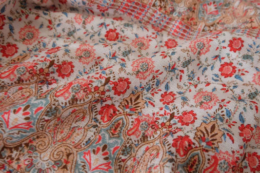 Vintage Paisley Border Print Rayon Fabric – 3.3 yd