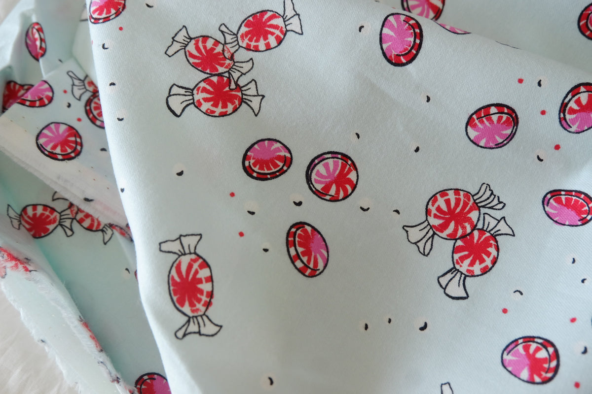 Peppermint Candy – Soft Brushed Cotton Twill Fabric – 2.19 yd