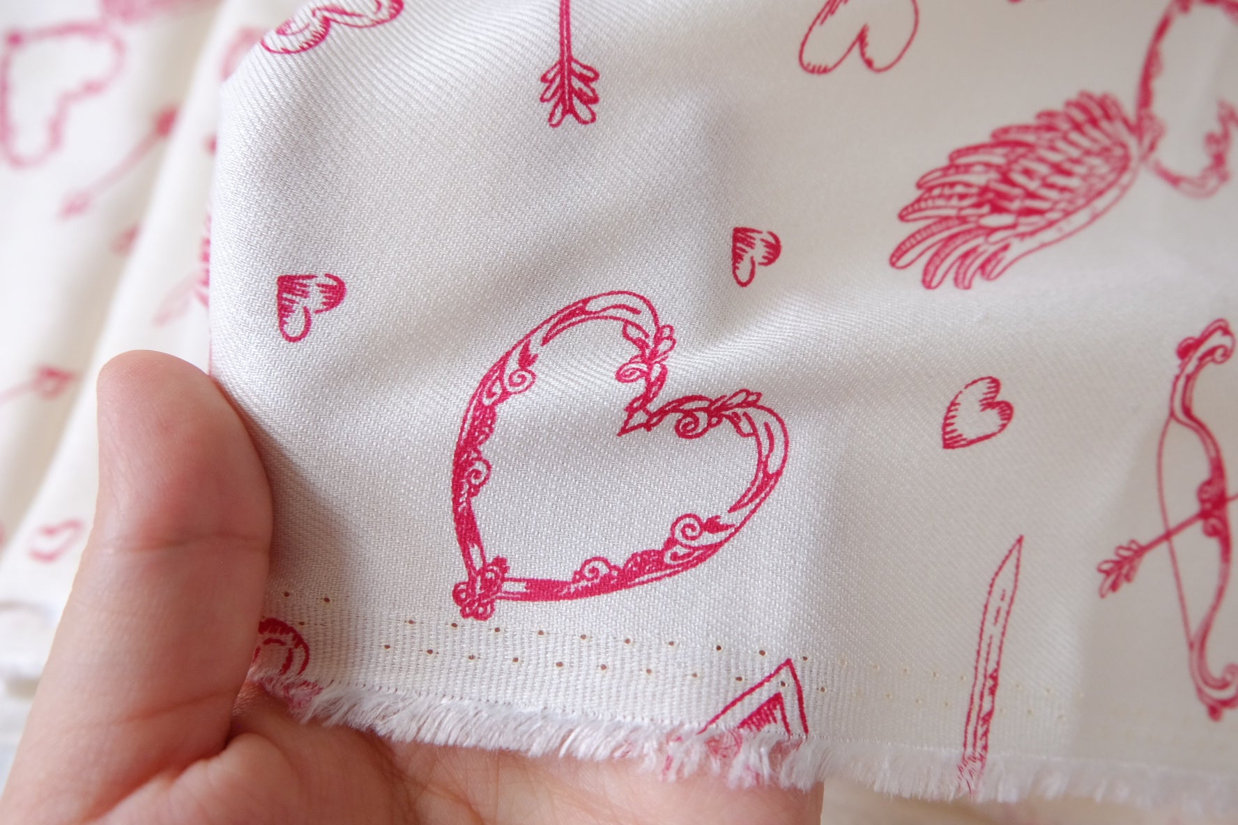 Soft Heart & Arrow Cotton Twill Fabric - 2.19 yd