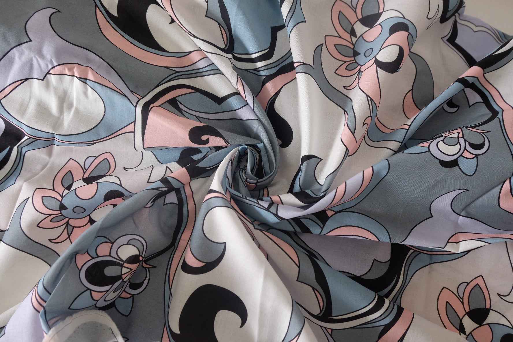 Vintage Swirl Floral Cotton Voile Fabric – 3.3 Yards