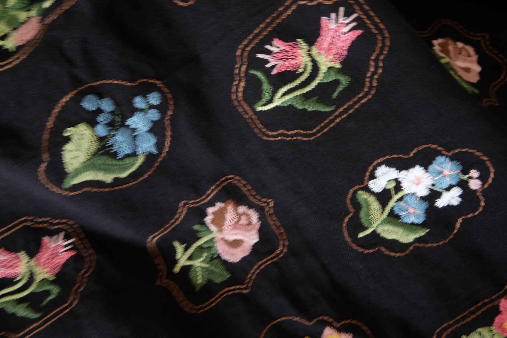 All-Over Embroidered Cotton Linen Blend Fabric – 2.2 yd