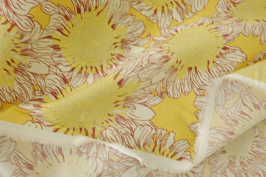Yellow Daisy Silky Cotton Poplin Fabric - 1.6 yd