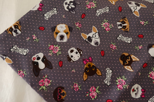 Vintage Puppy Garden Cotton Poplin Fabric – High Thread Count Cotton Print – 2.2 yd