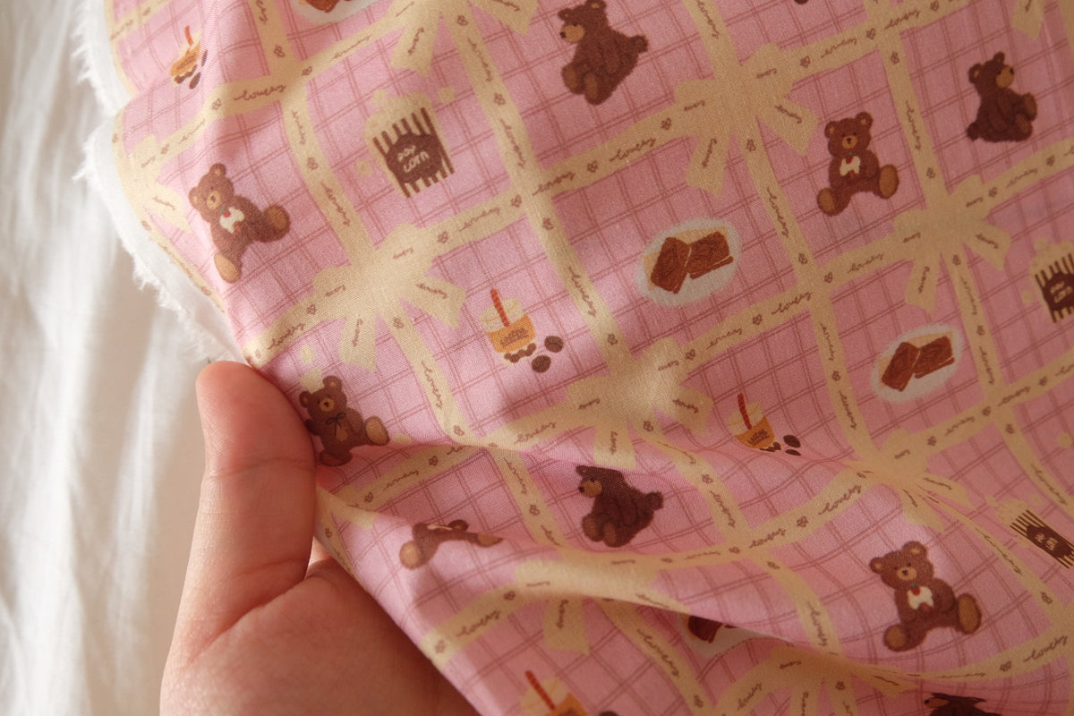 Sweet Little Teddy Bears – Pink Printed Cotton Lawn – 2.2 yd