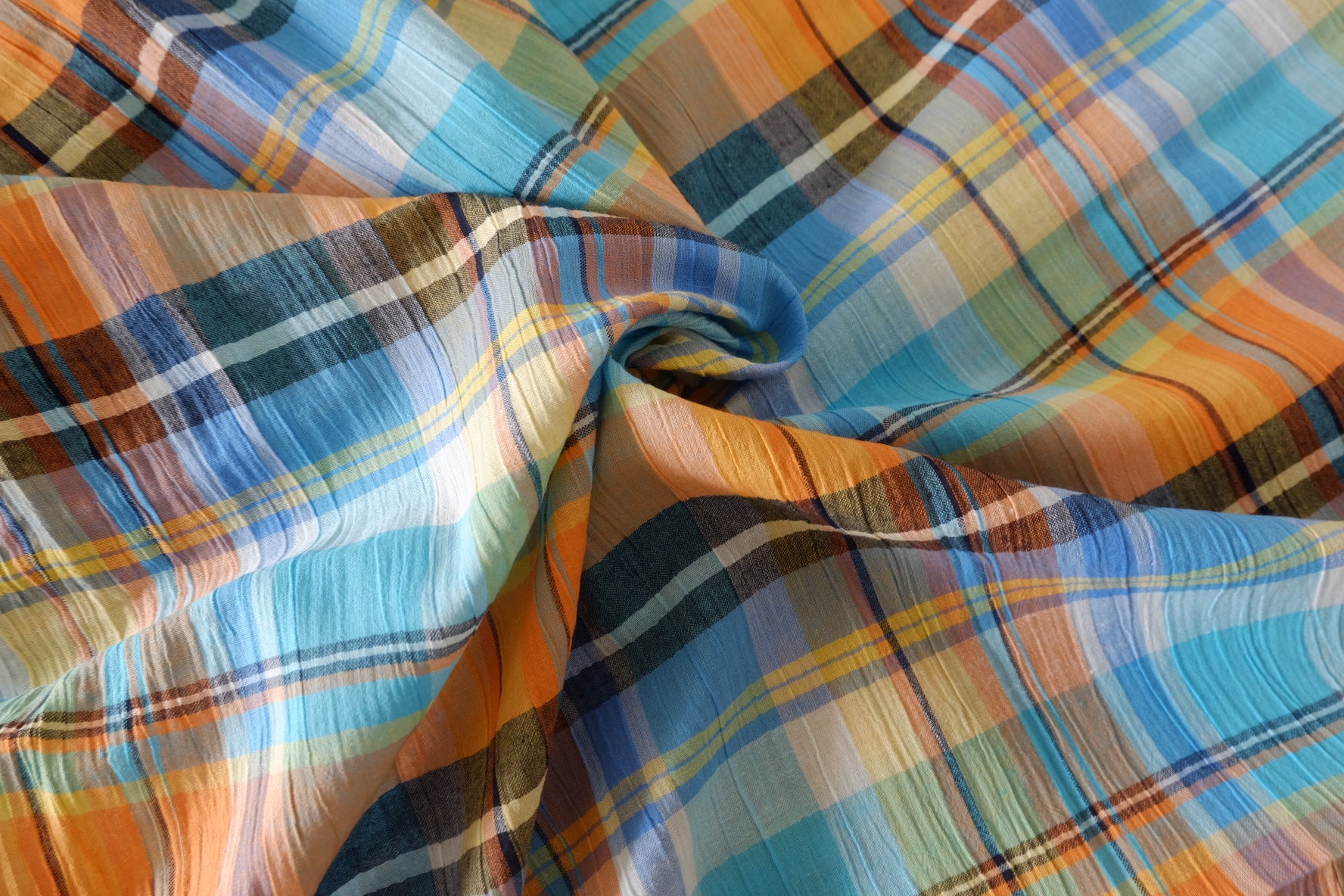 Sunset Plaid Textured Yarn-Dyed Cotton – 3.28 yd