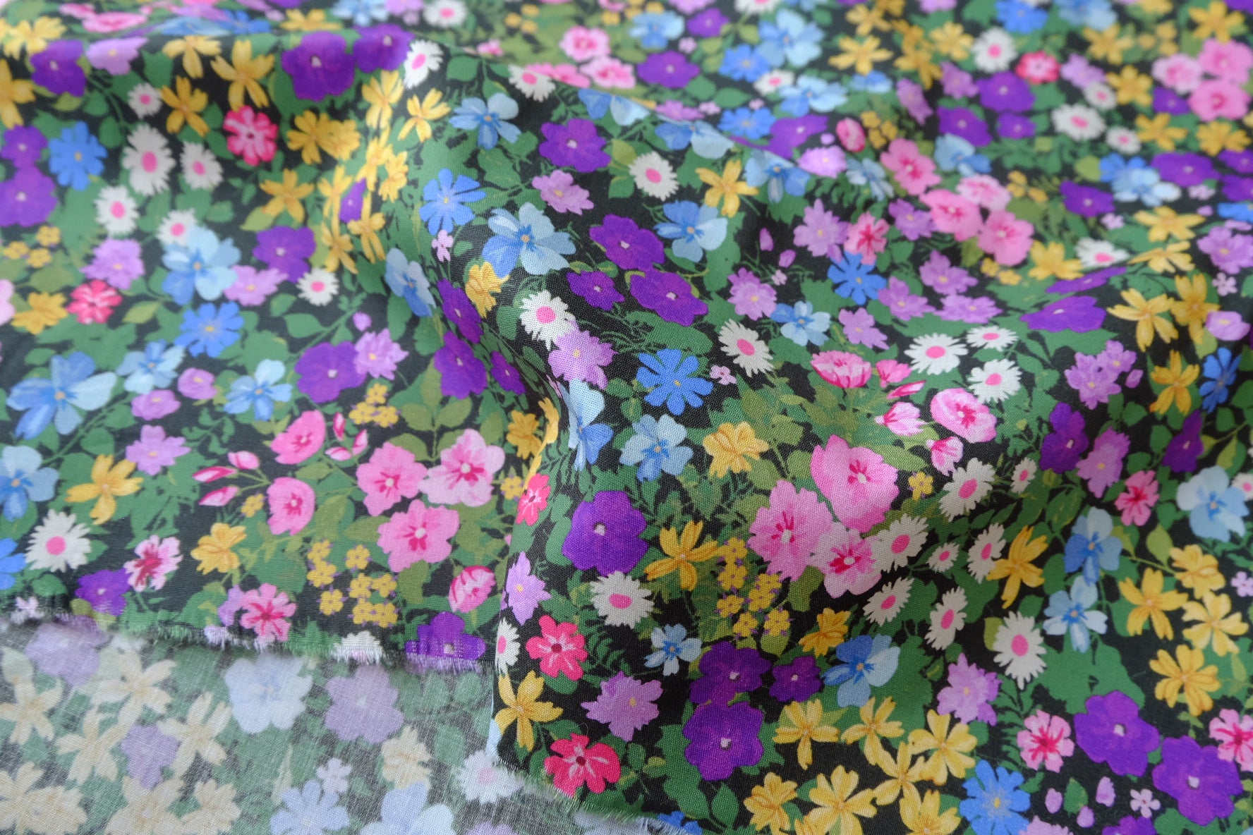 Colorful Meadow Floral Silky Cotton Lawn — 3.28 yd