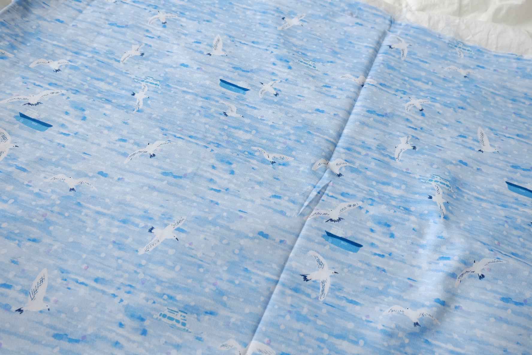 Light Blue Bird Print Soft Cotton Twill — 2.19 yd Piece
