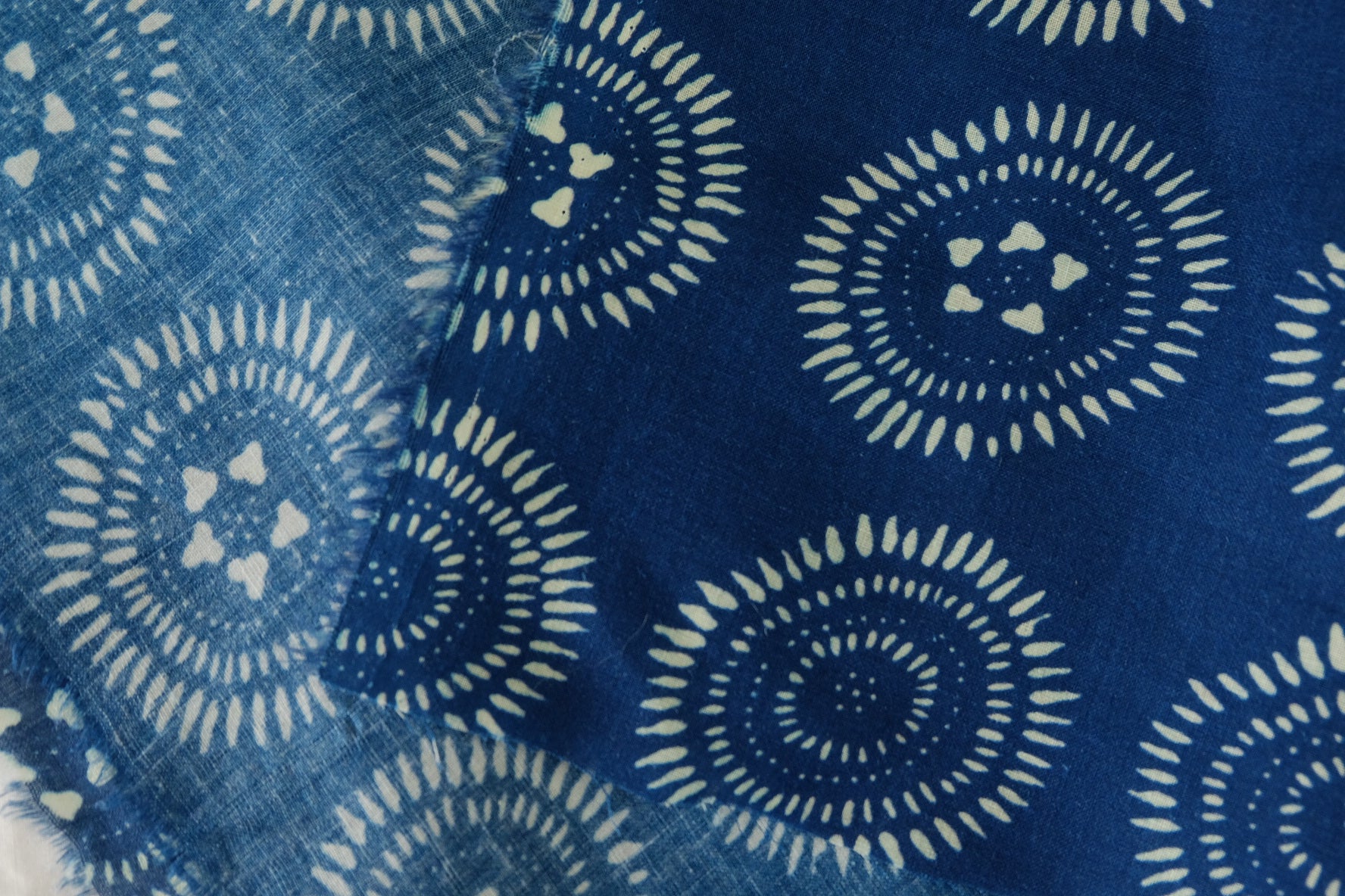 Indigo Geometric Cotton Linen Blend Fabric – 2.2 yd