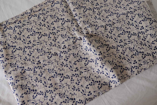 Navy Botanical Linen Lyocell Fabric – 1.6 yd