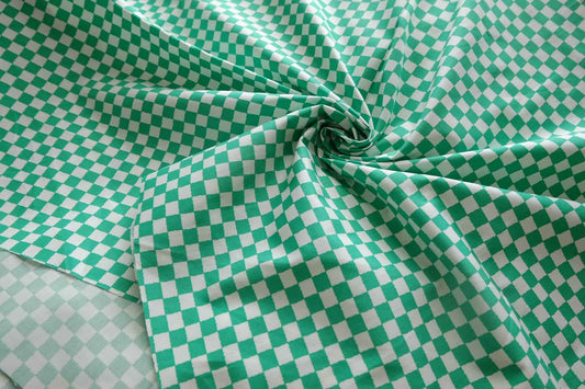Green Checkerboard Crisp Cotton Poplin Fabric - 2.19 yd