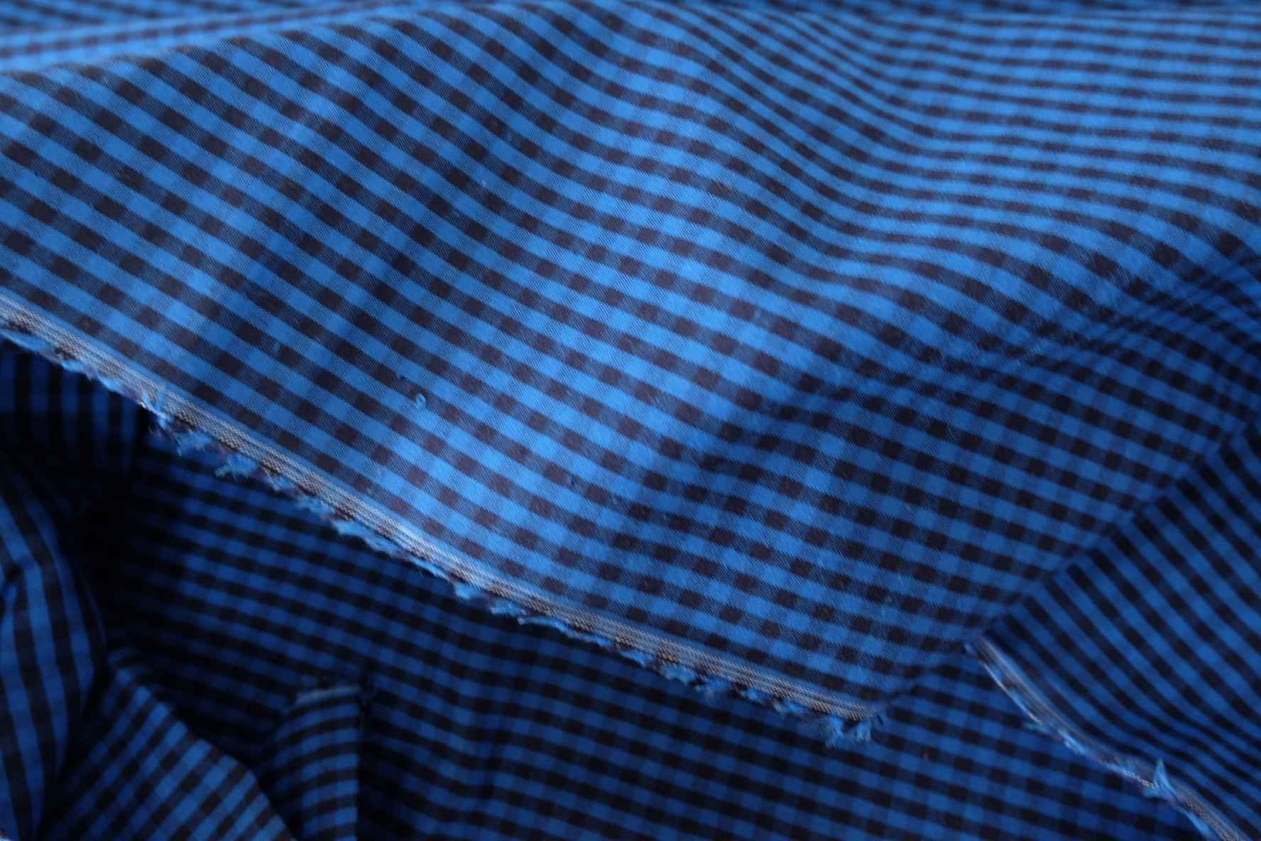 Blue-Black Yarn-Dyed Gingham Cotton Fabric – 3.3 yd