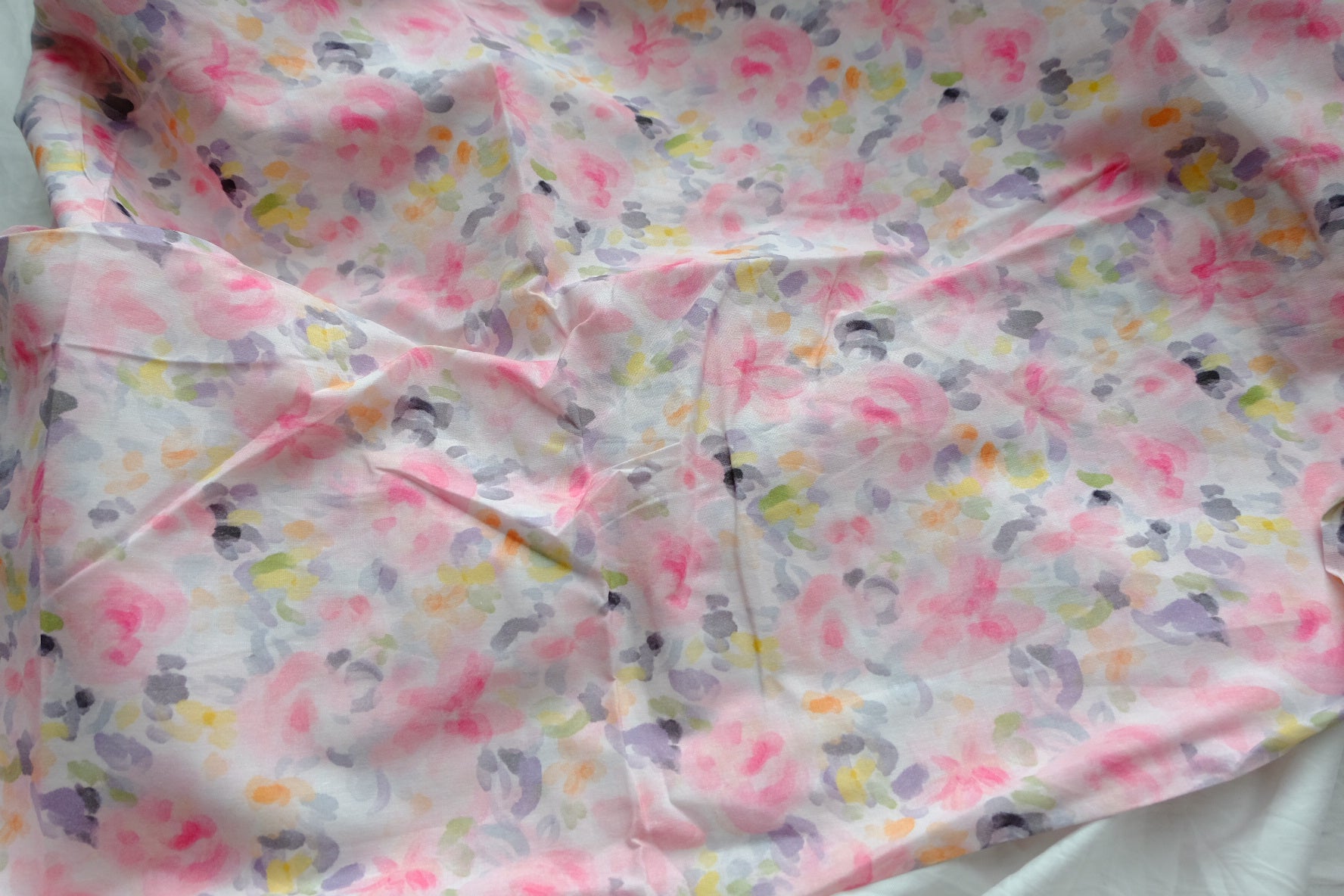 Soft Pastel Watercolor Floral Cotton Fabric - 3.8 yd