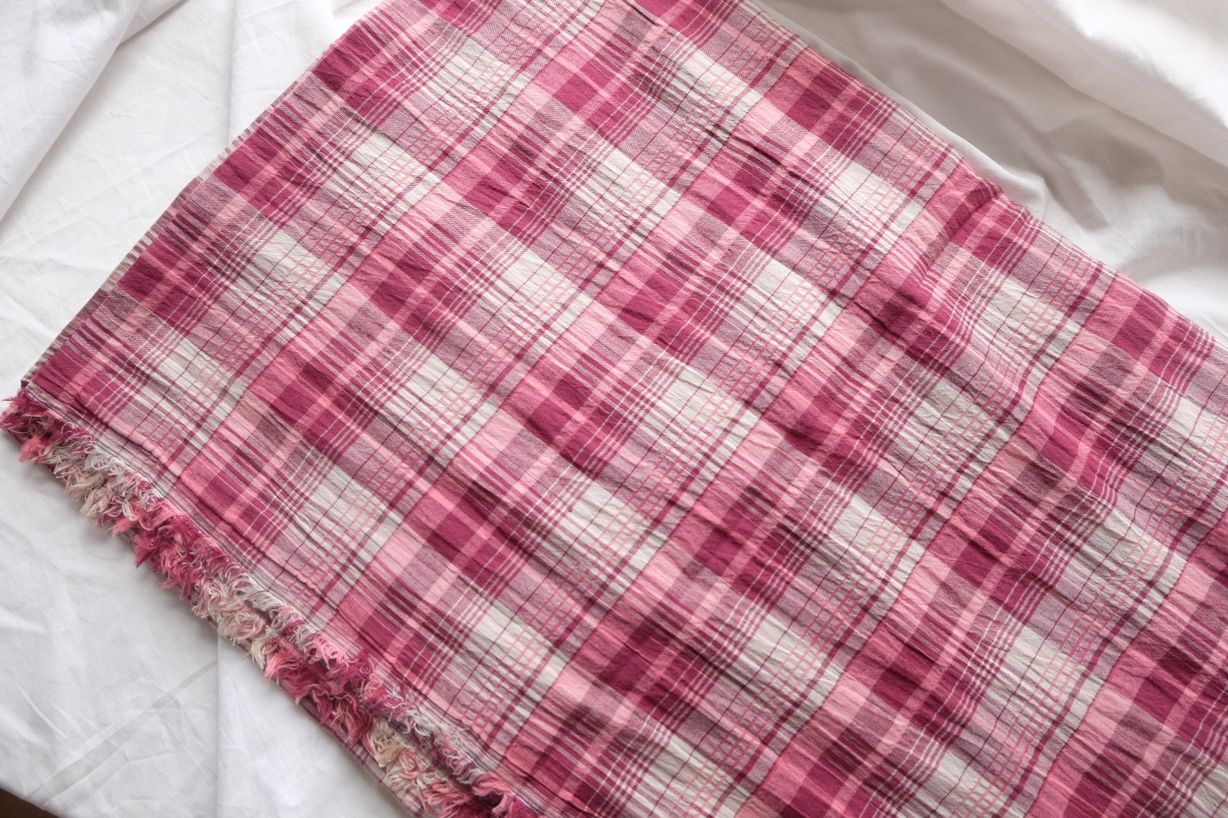 Pink Crinkled Plaid Cotton – 2.2 yd