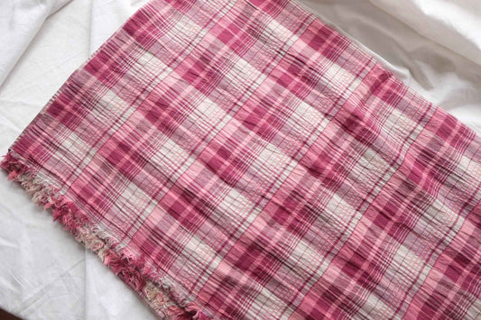 Pink Crinkled Plaid Cotton – 2.2 yd