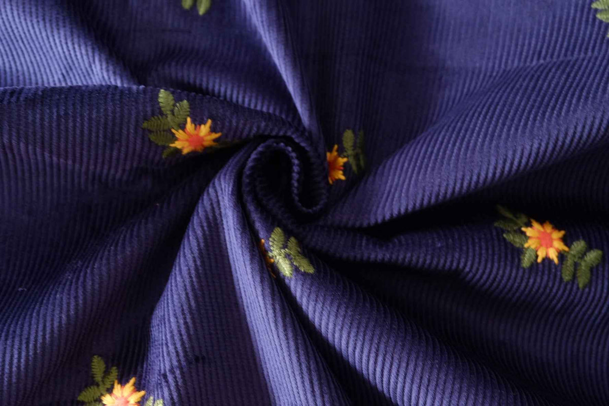 Embroidered Floral Cotton Corduroy — 1.64 yd