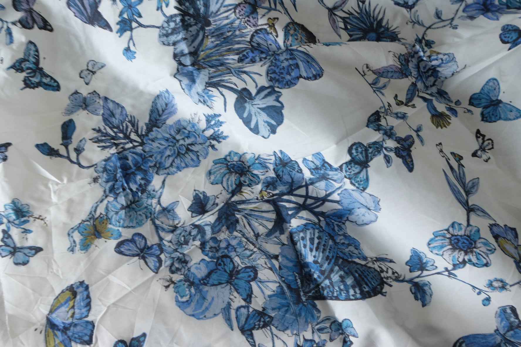 Blue Butterfly Garden Structured Cotton Poplin – 3.3 yd