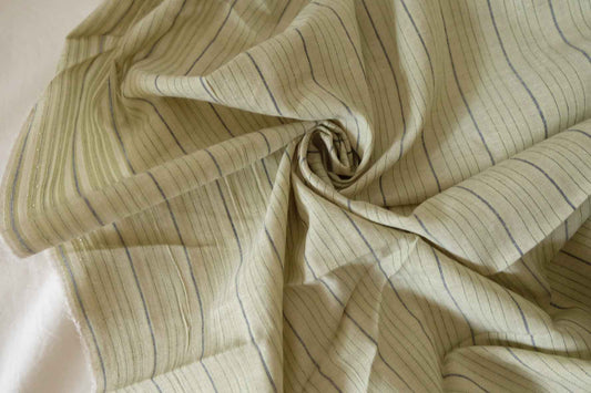 Soft Cotton Linen Blend Stripe Fabric – Natural Minimalist Woven Texture – 1.6 yd