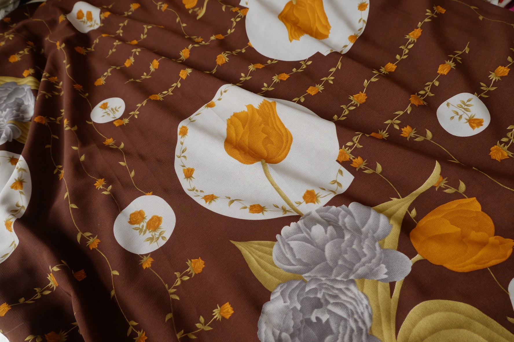 Vintage Floral Opaque Chiffon, 3.28 Yards