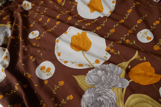 Vintage Floral Opaque Chiffon, 3.28 Yards