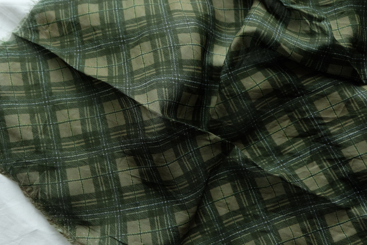Olive Plaid Cupro – 2.1 yd