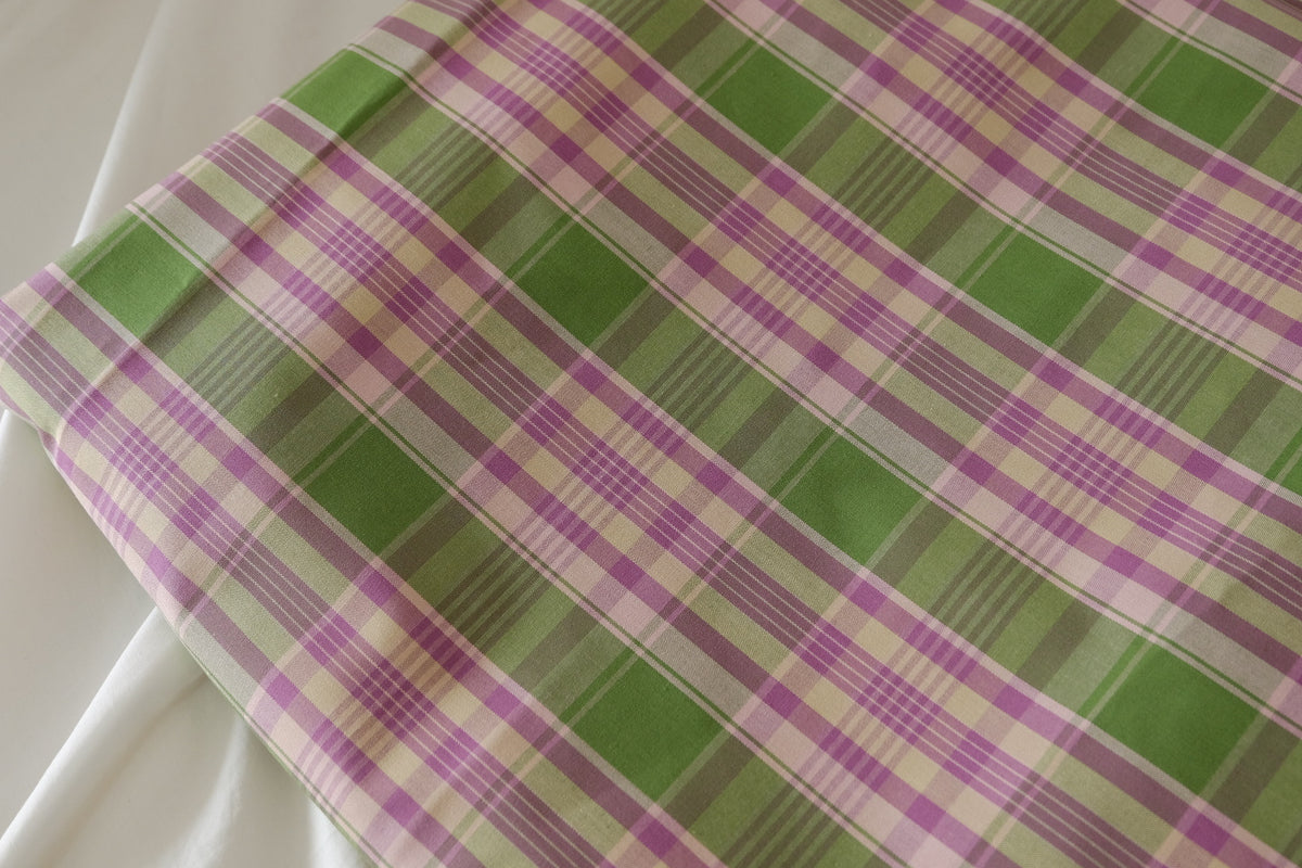 Olive Lilac Yarn-Dyed Cotton Plaid – 2.2 yd