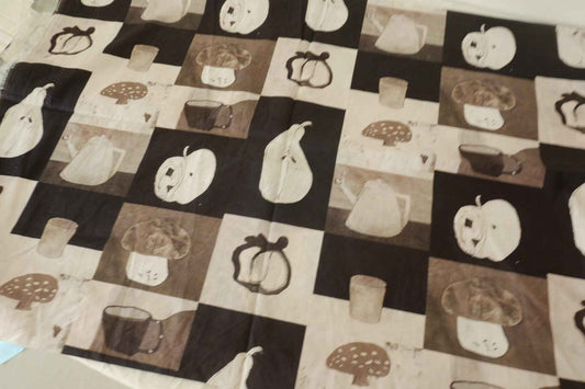 Neutral Kitchen Still Life Cotton Fabric – 1.9 yd