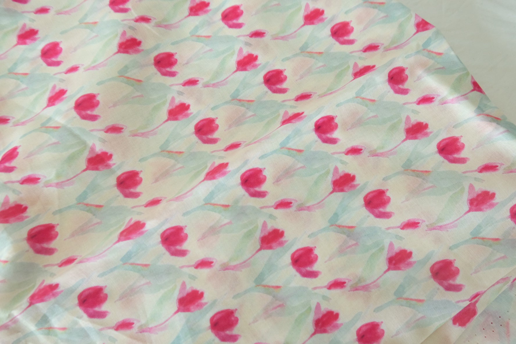 Pink Tulip Lightweight Cotton Lawn Fabric - 3.3 yd