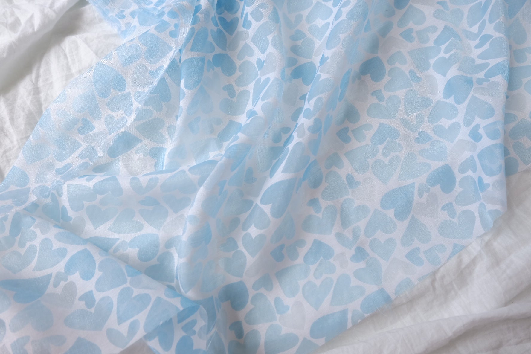 Sheer Blue Heart Tencel Fabric — 3.28 yd