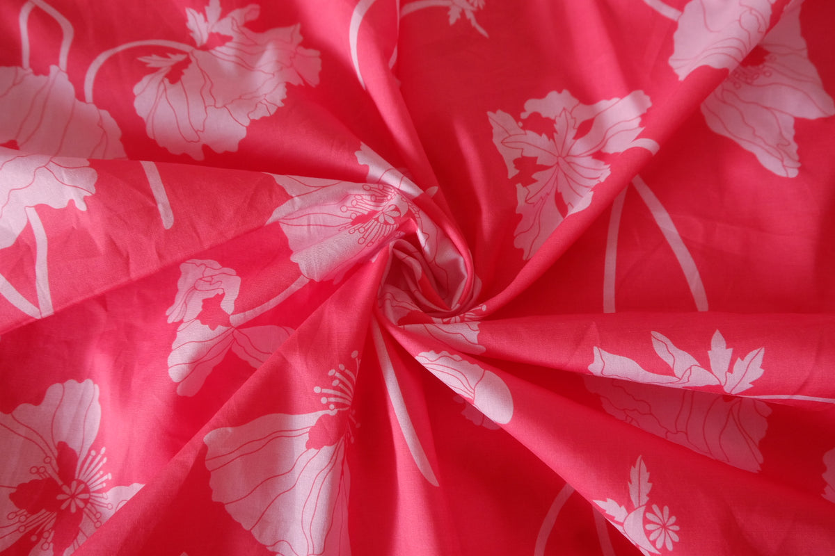 Pink Poppy Garden Cotton Lawn – 1 yd