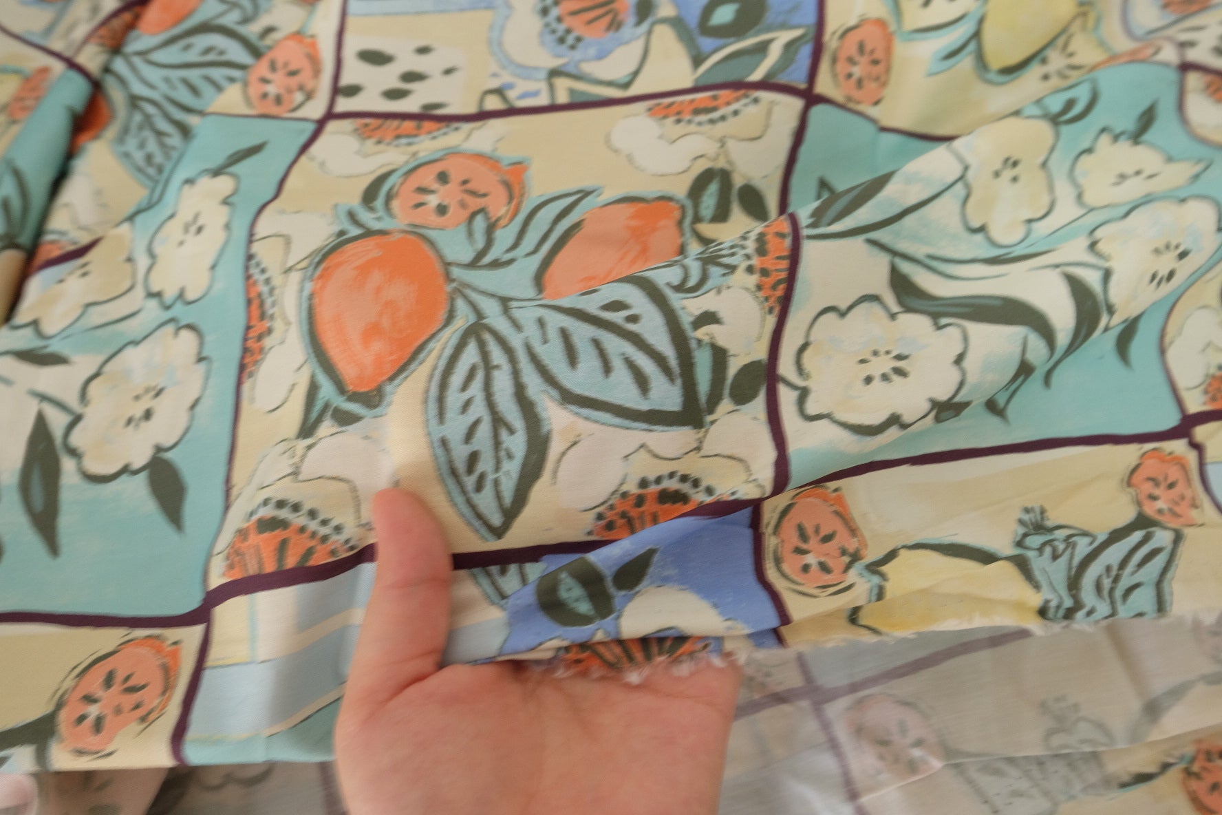 Mediterranean Lemon Patchwork Cotton Poplin Fabric – 3.3 yd