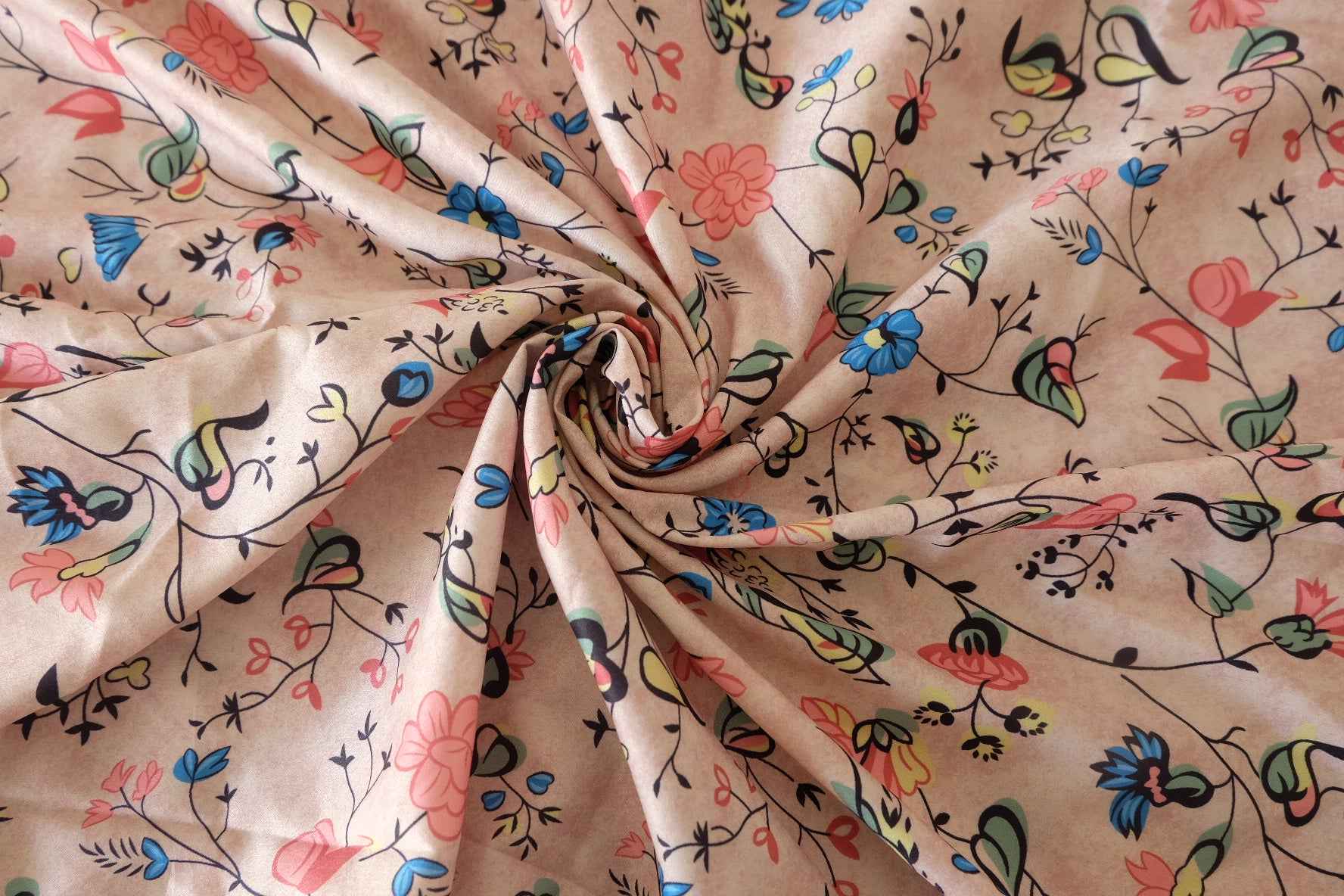 Vintage Garden Satin Fashion Fabric – 1.64 yd