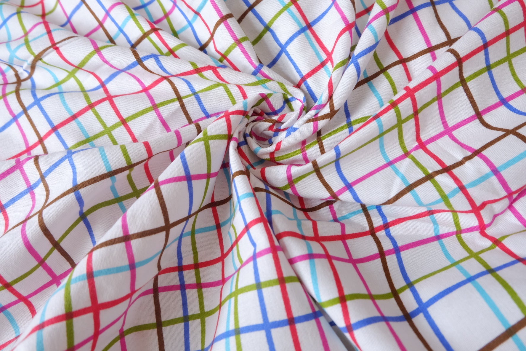 Colorful Line Check Structured Cotton Fabric — 2.19 yd