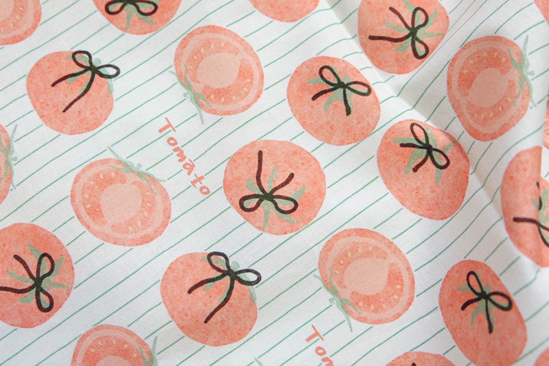Retro Tomato Print Cotton Fabric, 1.64 Yards