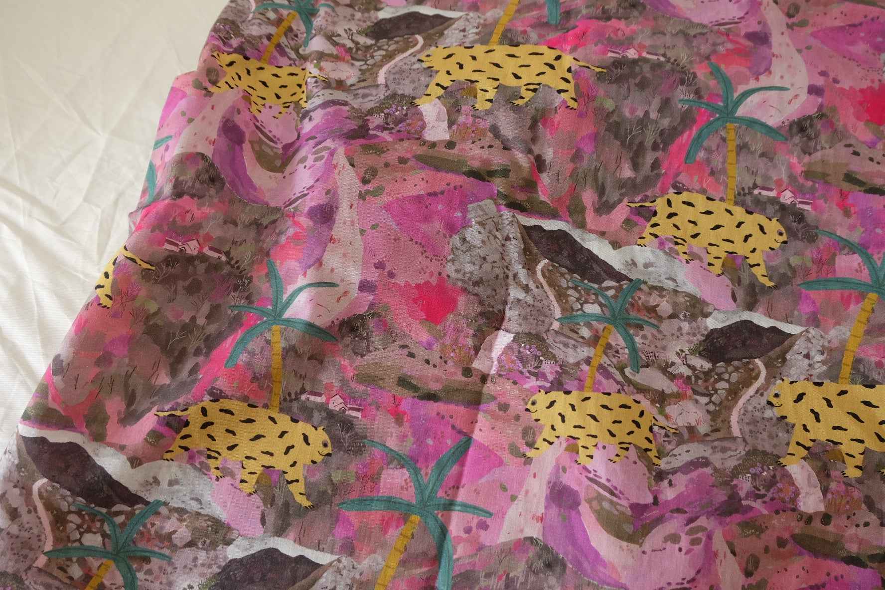 Pink Jungle Cotton Poplin — 2.73 yd
