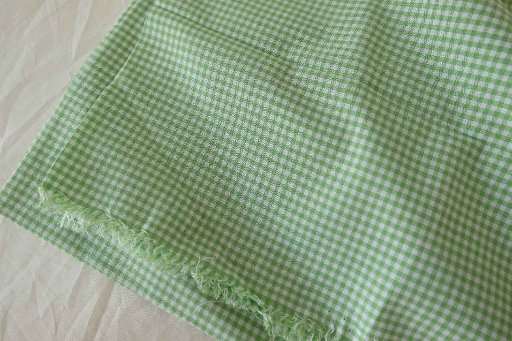 Green Gingham Cotton Fabric – 3.3 yd