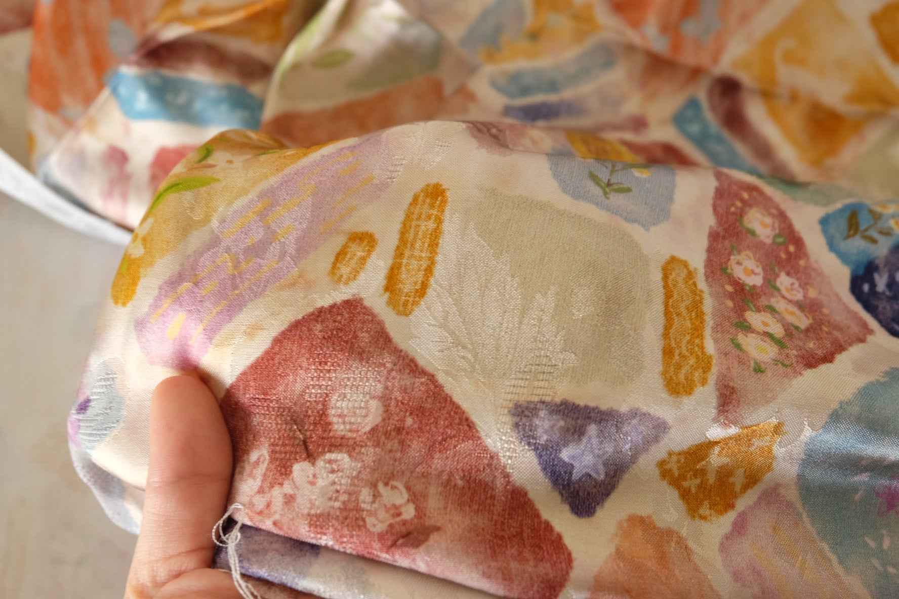 Watercolor Patchwork Jacquard Rayon Fabric – By the Meter