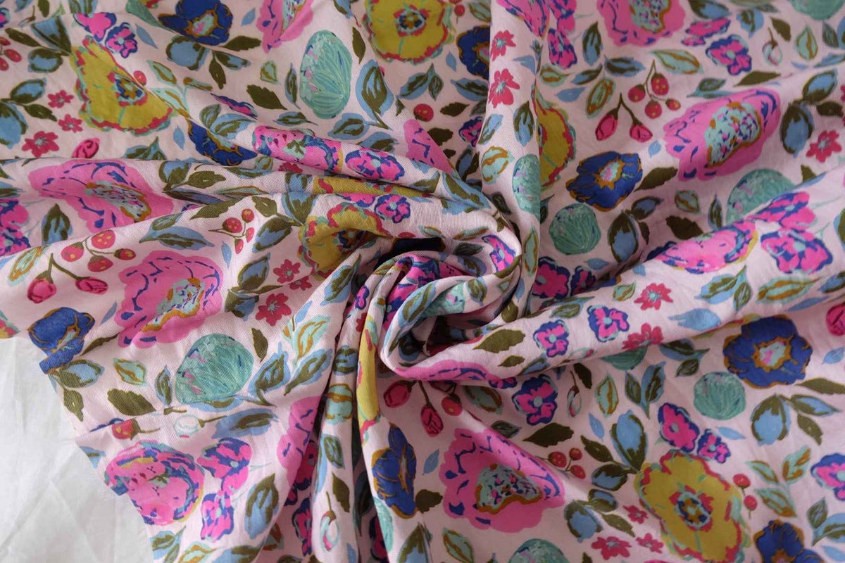 Colorful Floral Tencel Ramie Blend Fabric – 3.3 yd