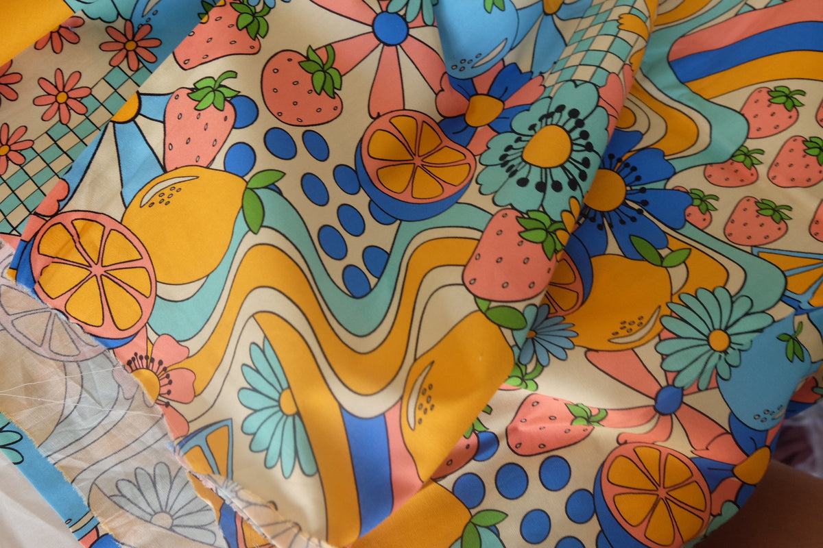 Retro Fruit & Flower Cotton Poplin – 2.2 yd