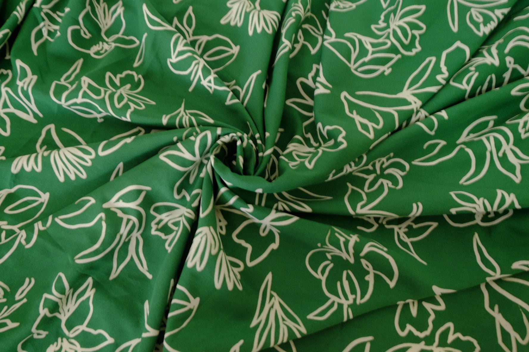 White Line Floral Rayon Challis Fabric – 3.3 yd