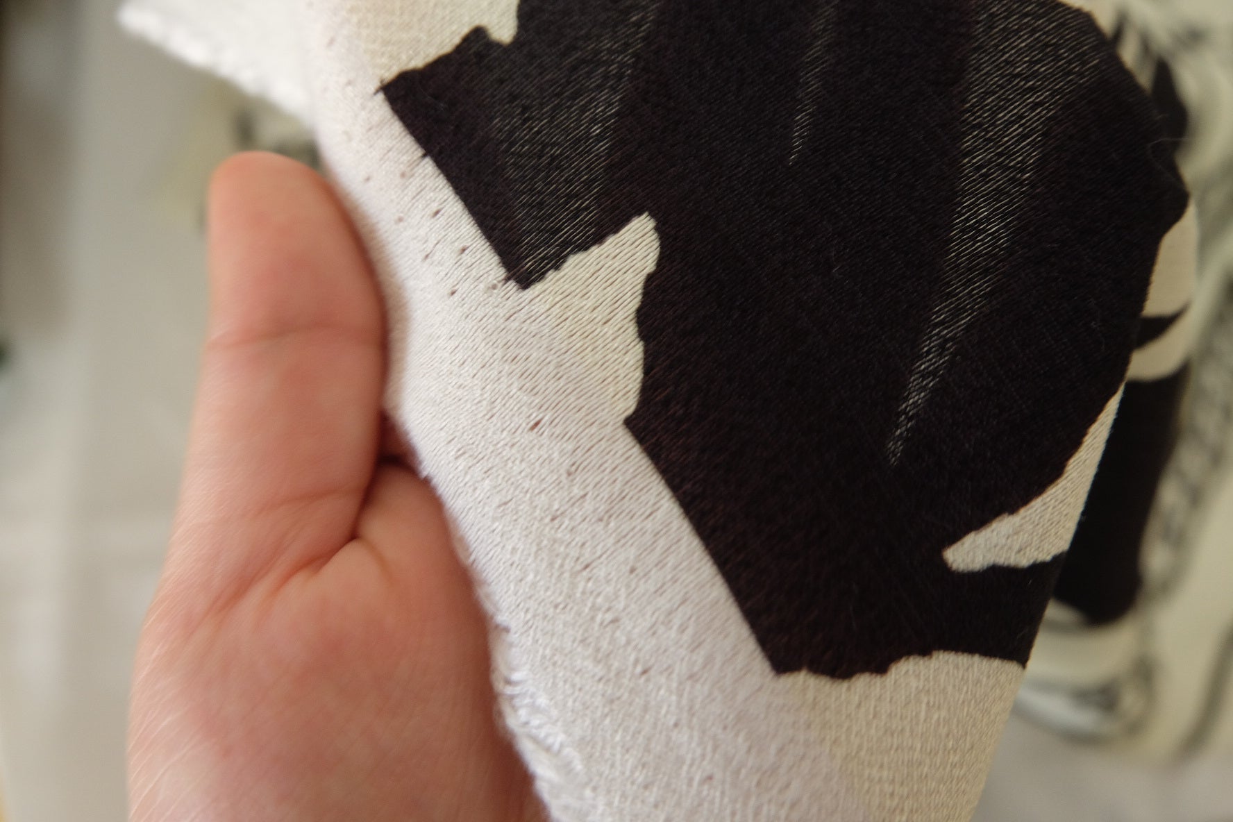 Black & Ivory Botanical Border Tencel Blend Fabric – 3.3 yd