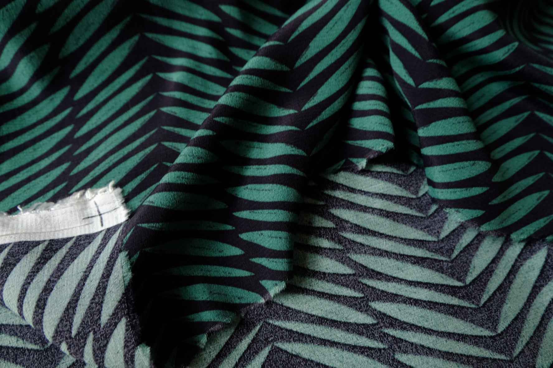 Green Palm Leaf Viscose Fabric - 2.19 Yards