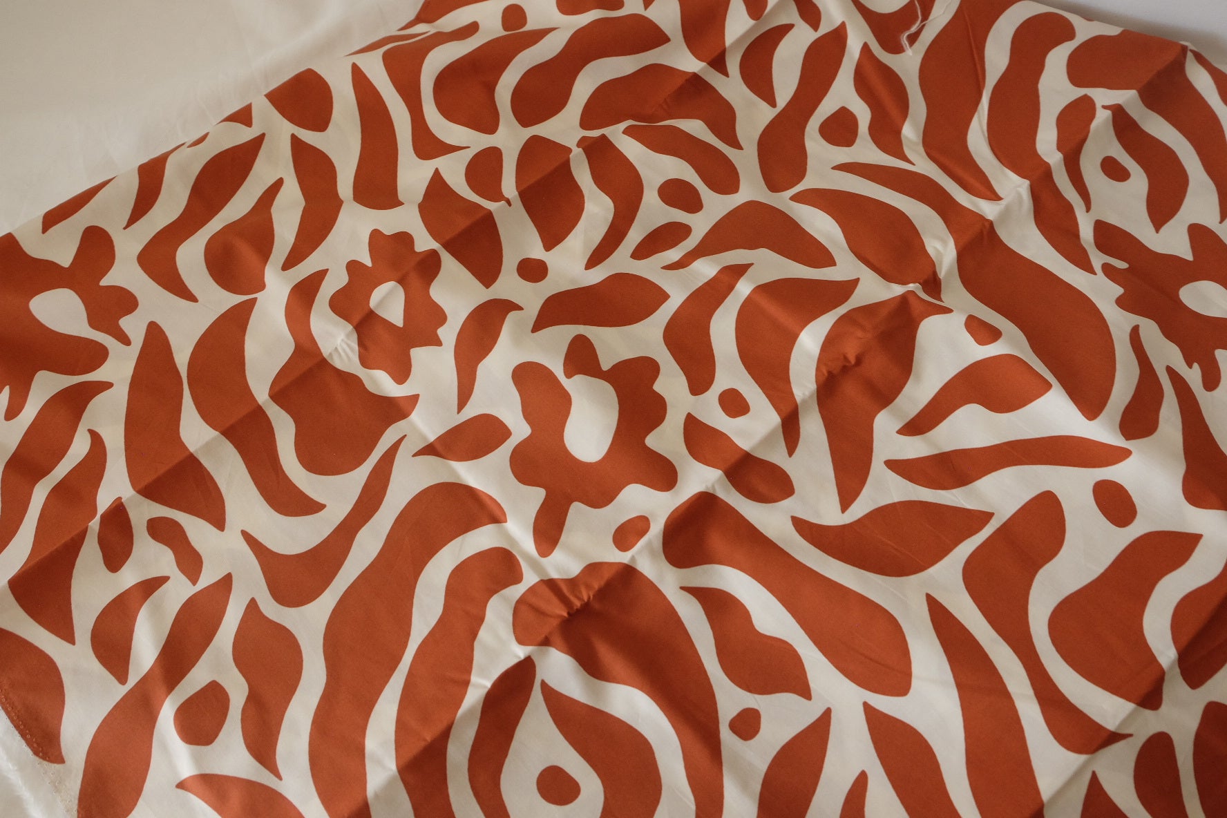 Rust Abstract Floral Cotton Poplin Fabric – High Density Pure Cotton – 3.3 yd