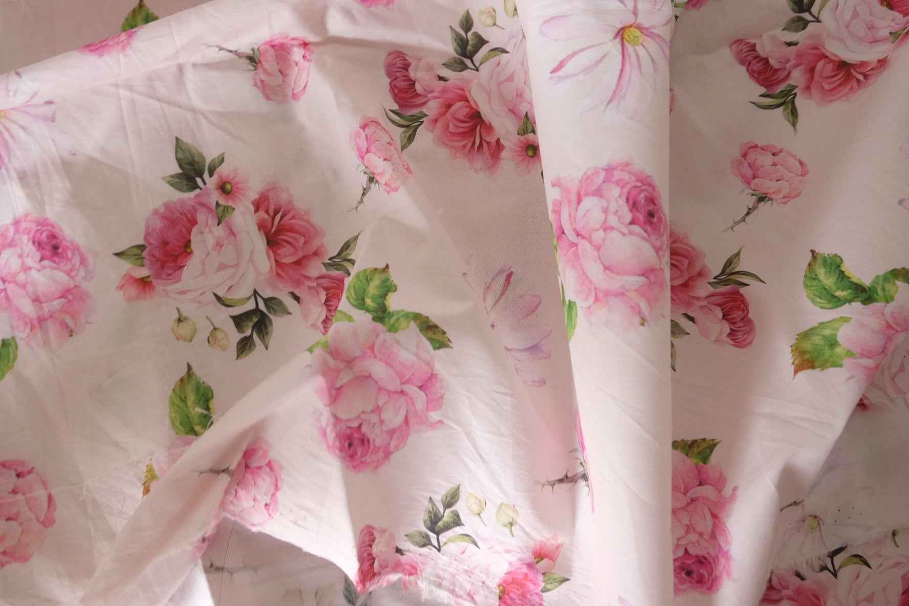 Pink Rose Garden Cotton Poplin Fabric – 3.3 yd