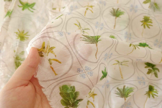 Palm Tree Lightweight Tencel Cotton Fabric – 1.7 yd