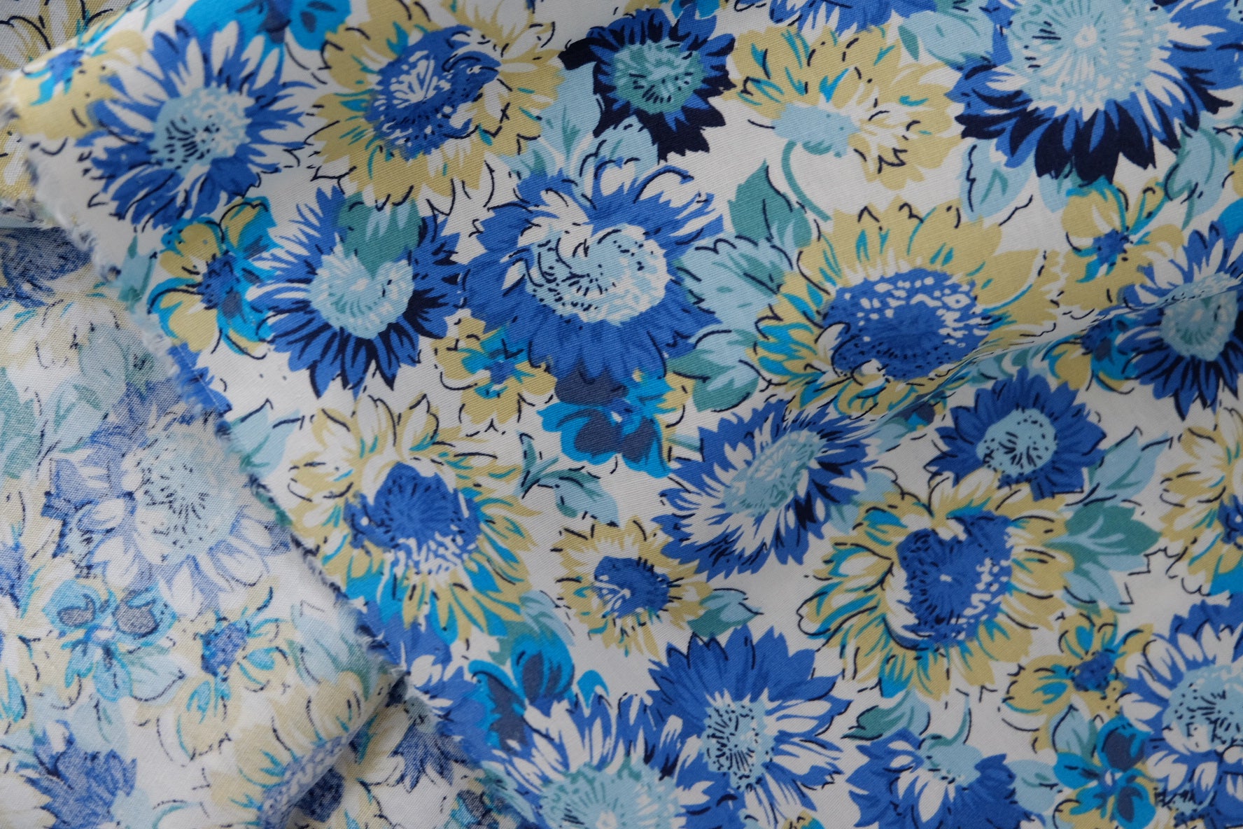 Blue Sunflower Cotton Poplin – 3.3 yd