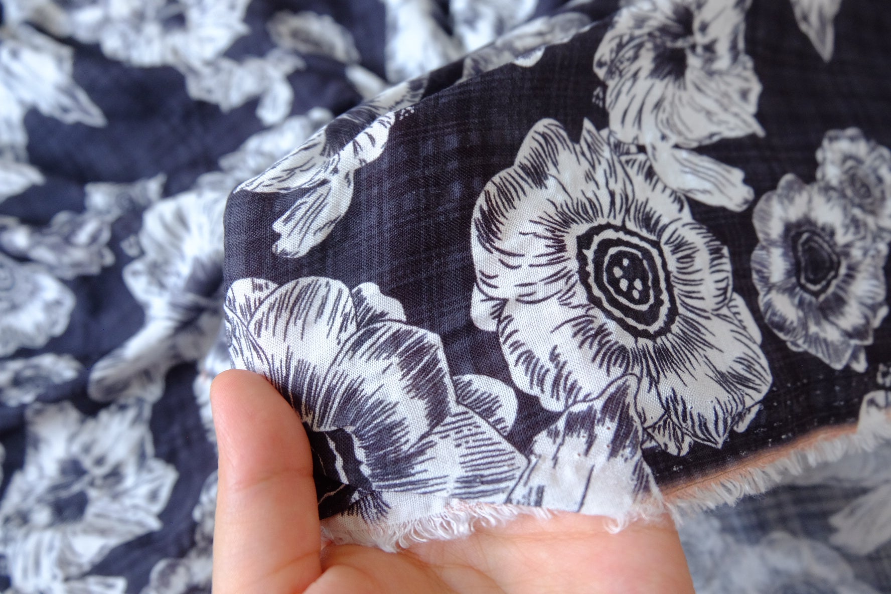 Midnight Floral Cotton Linen, 3.4 Yards